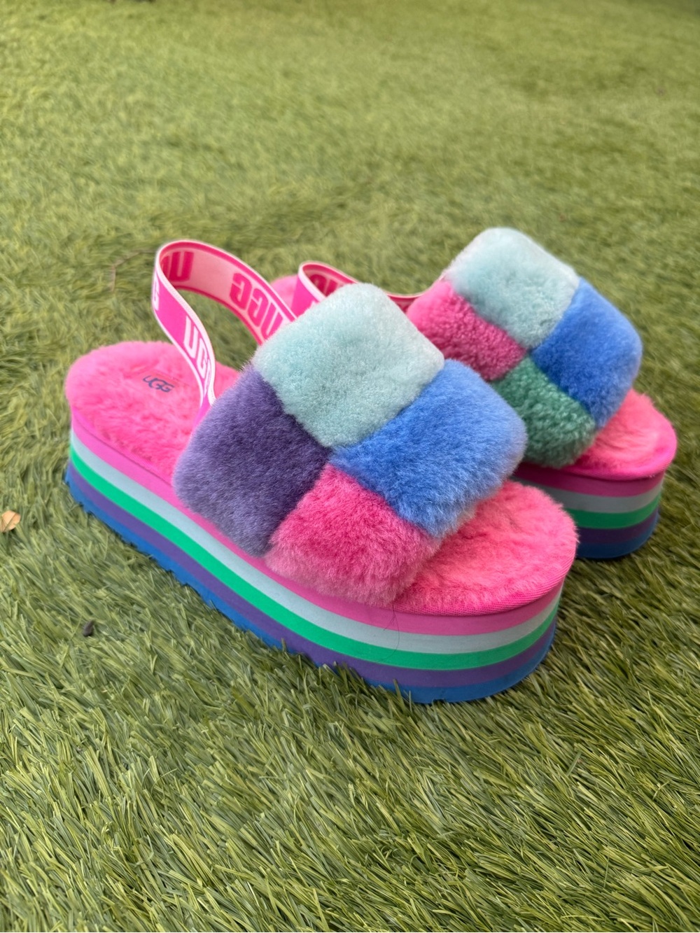 UGG Disco Checker Slide Platform Sandals